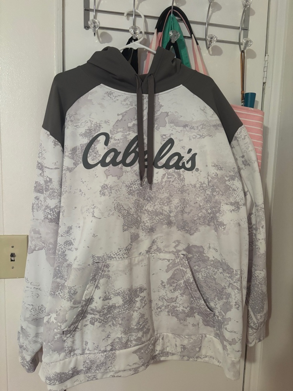 Cabela's White and Gray Camo Pullover Crewneck Hoodie